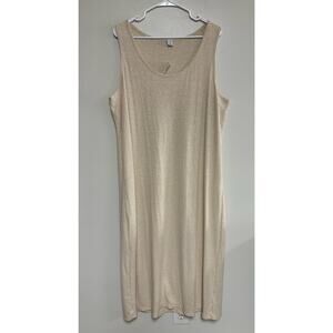 NWT Old Navy tank top dress ribbed maxi stretchy linen sleeveless tan XXL